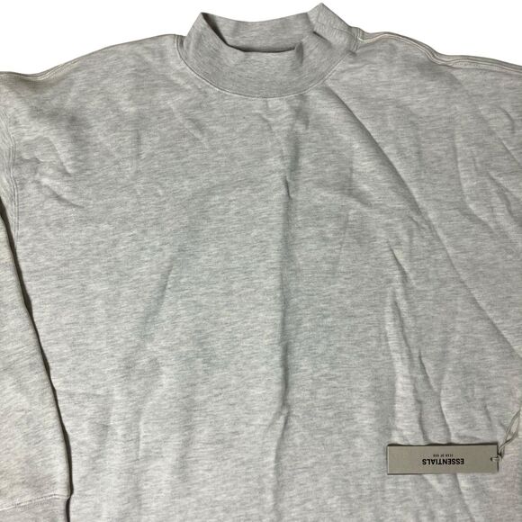 Fear of God Essentials Sweatshirt Mens XL Grey Oatmeal Mockneck Back Logo Baggy - Picture 3 of 11